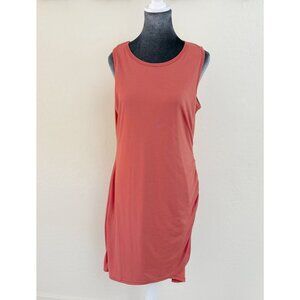 BTFBM Sleeveless Bodycon Tank Dress with Ruching. Coral. Size L.‎